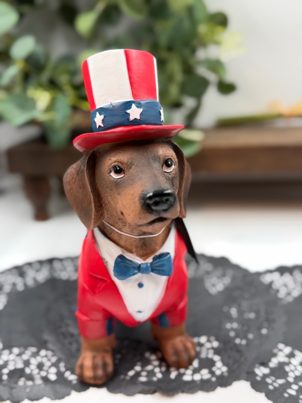 Humane Society Patriotic Dachshund Uncle Sam Dog July 4th Decor 12.5” NWT